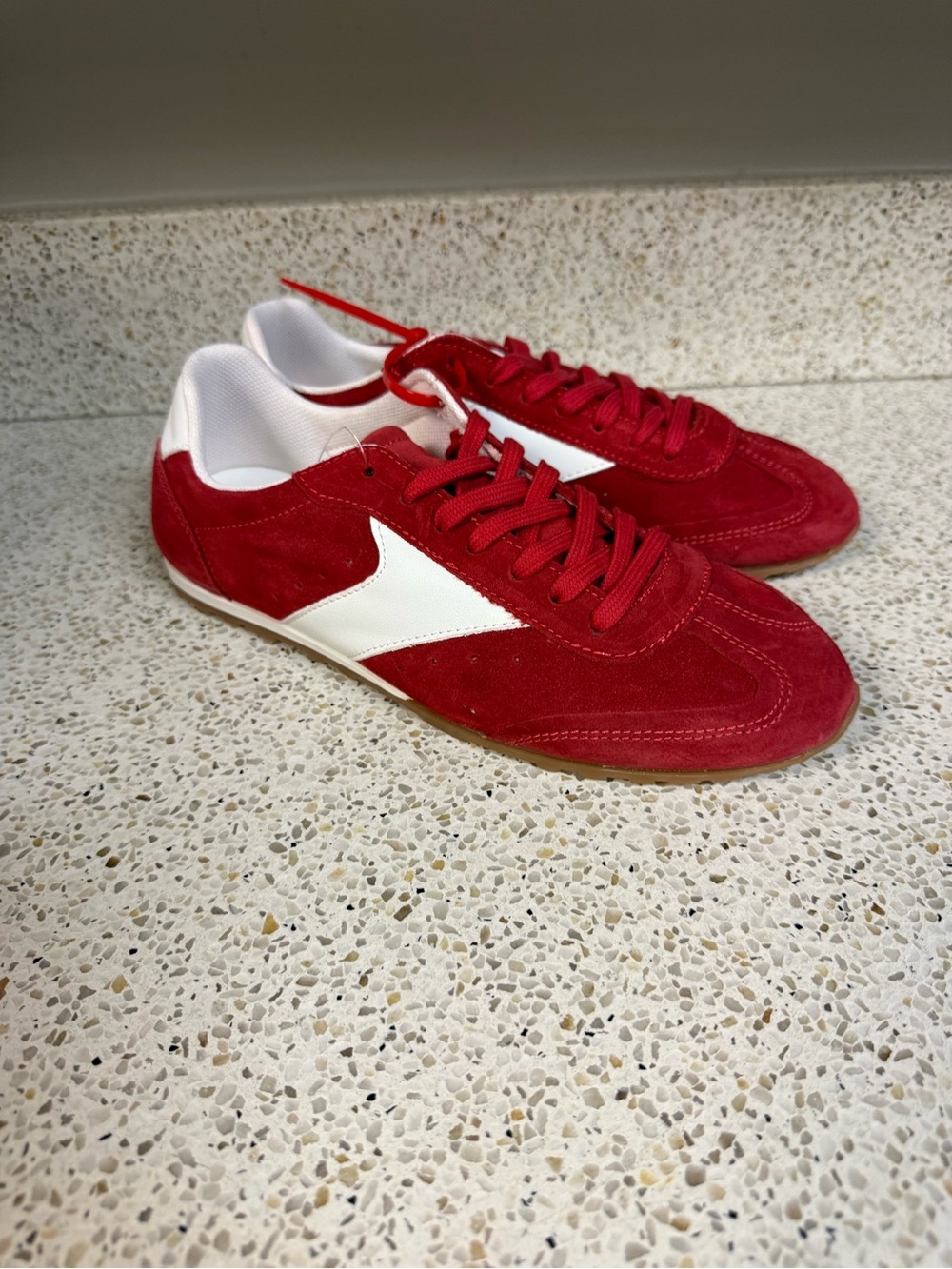Mila Paoli Red Suede Sneakers made in Italy size 8  new with tags